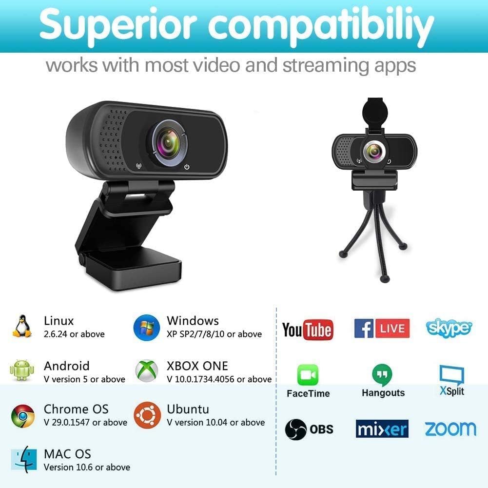 Amazon.com: ZIQIAN 1080P Webcam with Microphone, USB Web HD Camera